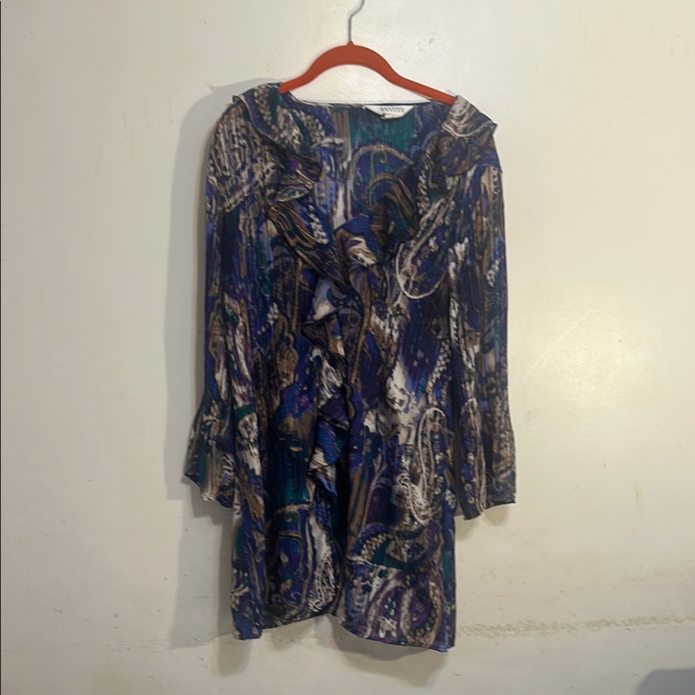 Blue Bell Sleeve V-Neck Cocktail Dress